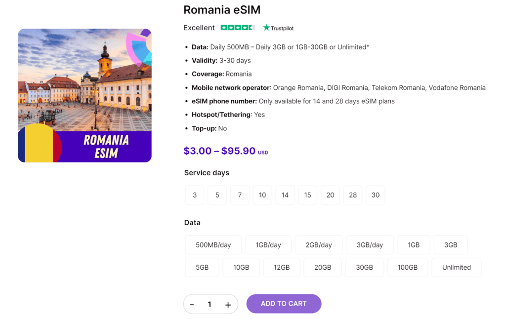 You should choose a reputable Romania eSIM provider like Gigago.