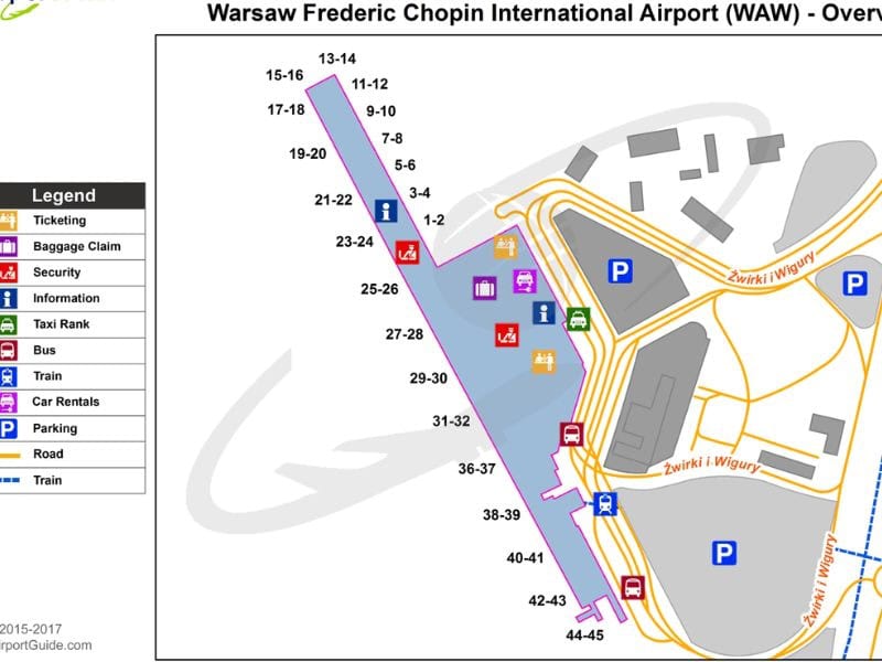 Warsaw Chopin Airport (WAW) map