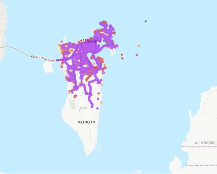 Batelco coverage map in Bahrain (Source: nPerf) 