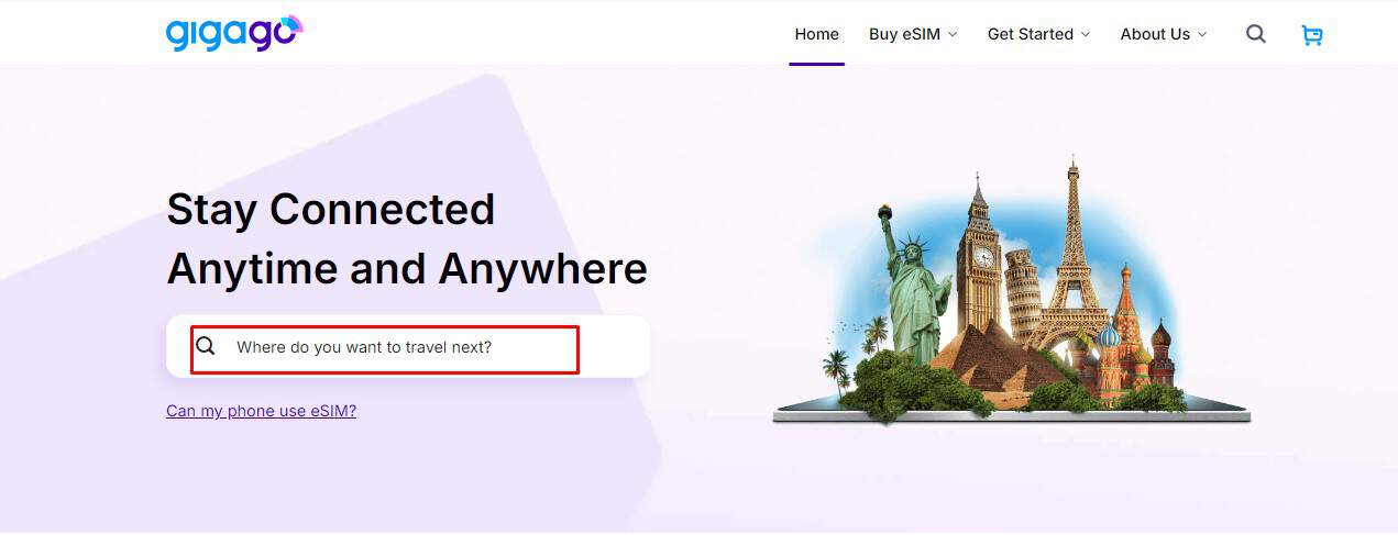 search for Gigago esim for tourists - personal hotspot cost money