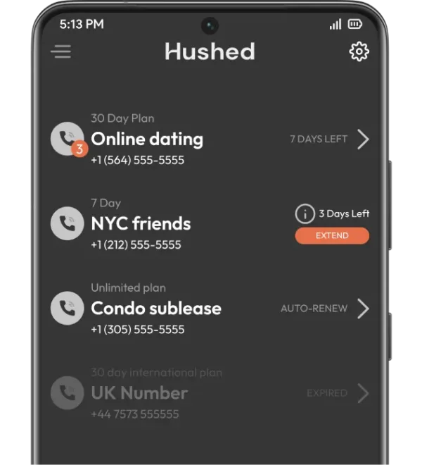 Hushed app offering eSIM phone number