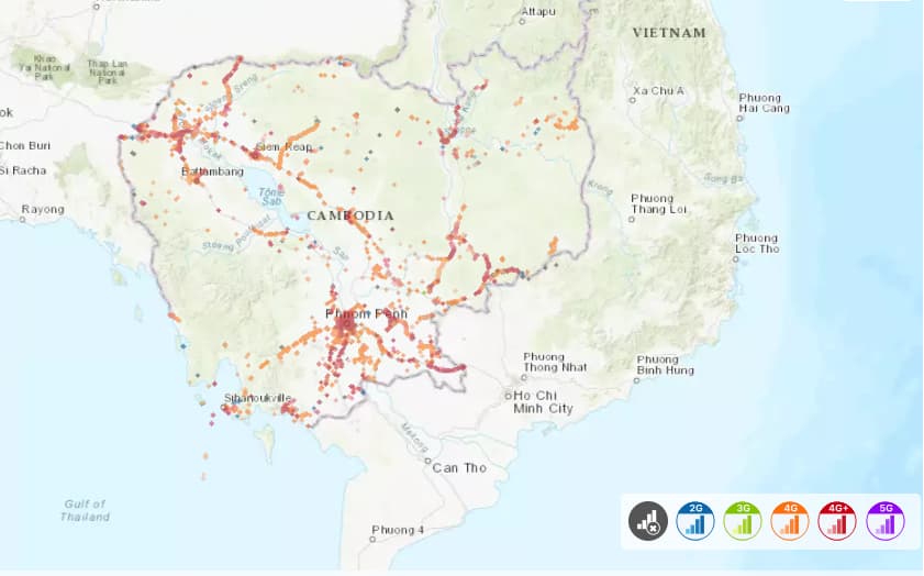 Metfone coverage map Cambodia (Source: nPerf)