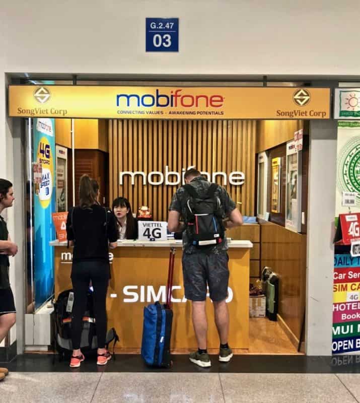 MobiFone SIM shop at Vietnam airport