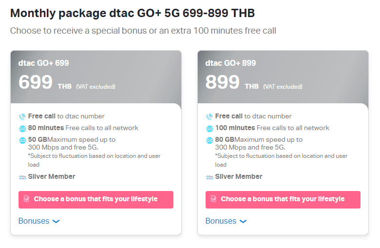 Monthly Postpaid Dtac plans