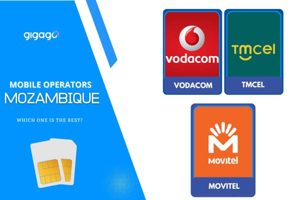 Major carriers in Mozambique: Vodacom, Tmcel, and Movitel