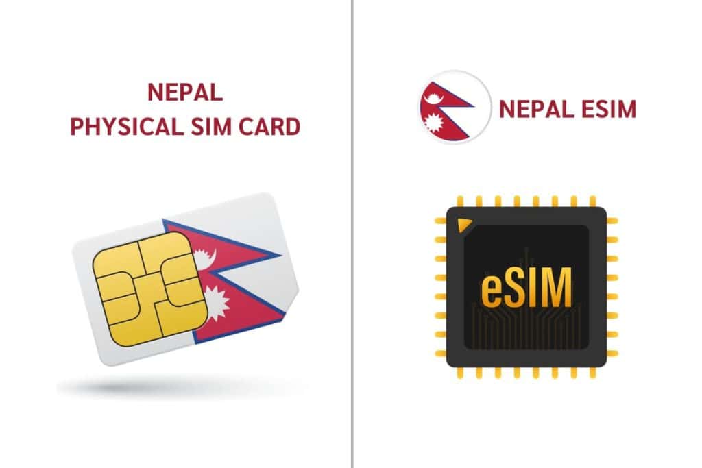 Two types of Nepal SIM cards: physical SIM and eSIM