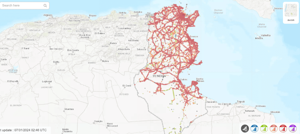 Ooredoo Tunisia SIM cards & eSIMs coverage map