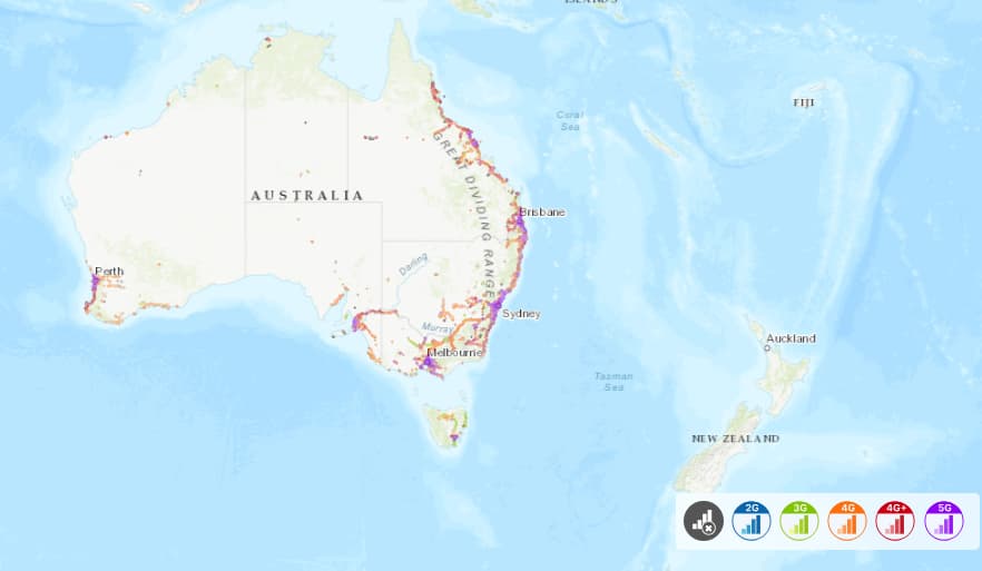 Coverage map of Optus SIM card & eSIM (Source: nPerf) 