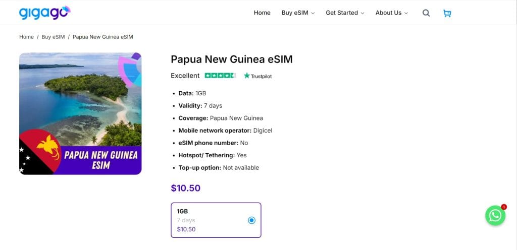 Gigago Papua New Guinea SIM Card plans