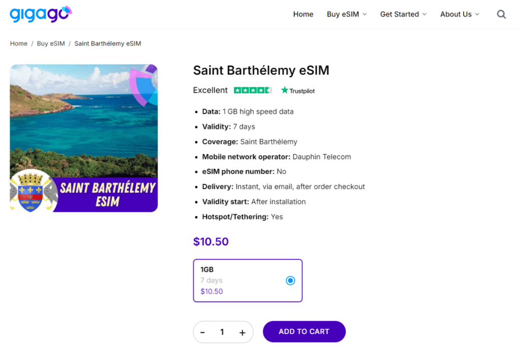 Gigago eSIM for Saint Barthélemy