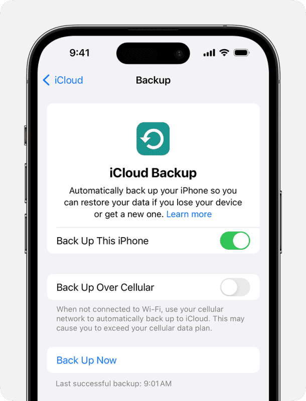 iCloud backup on iPhone