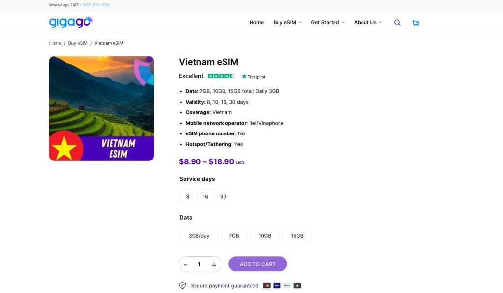 vietnam esim gigago