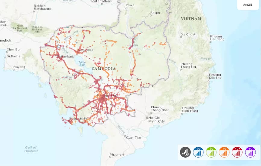 Smart Axiata coverage map Cambodia (Source: nPerf)