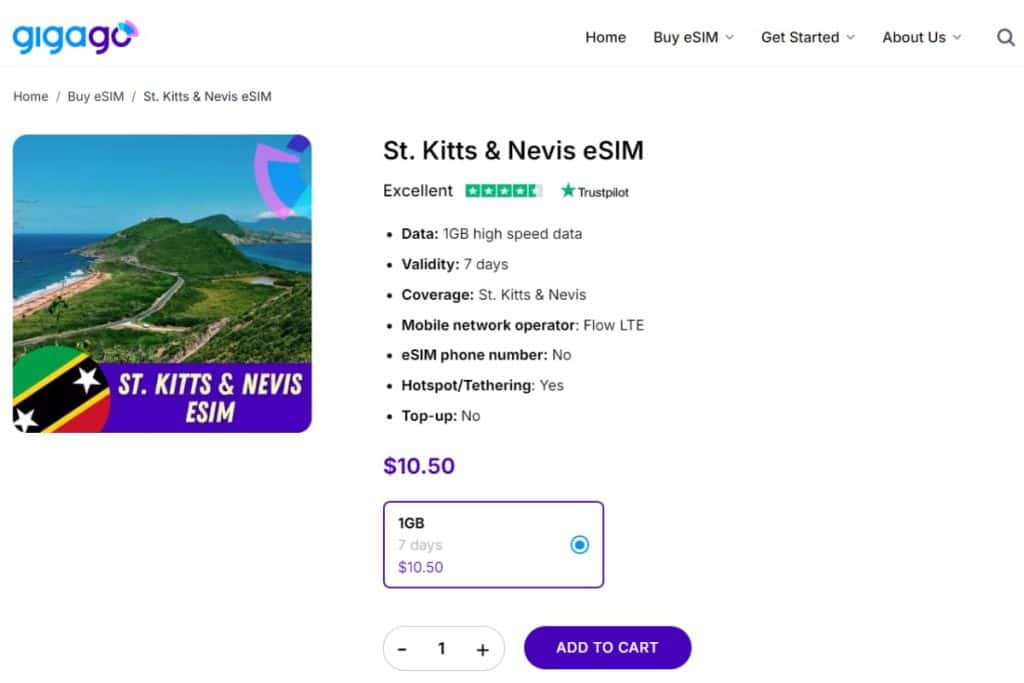 Gigago eSIM plans for St. Kitts & Nevis