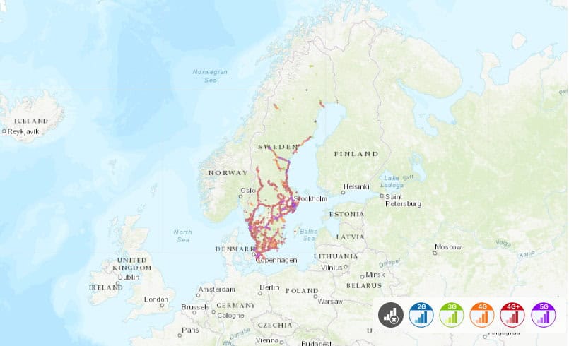 Tre coverage map in Sweden (Source: nPerf)