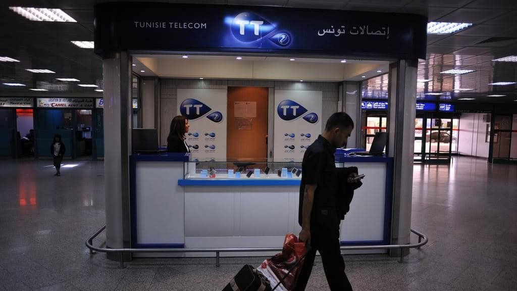 The Tunisie Telecom booth at Tunis-Carthage International Airport.