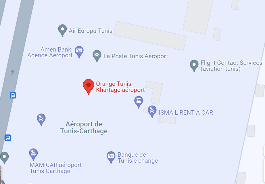 Orange Tunisia store at airport map