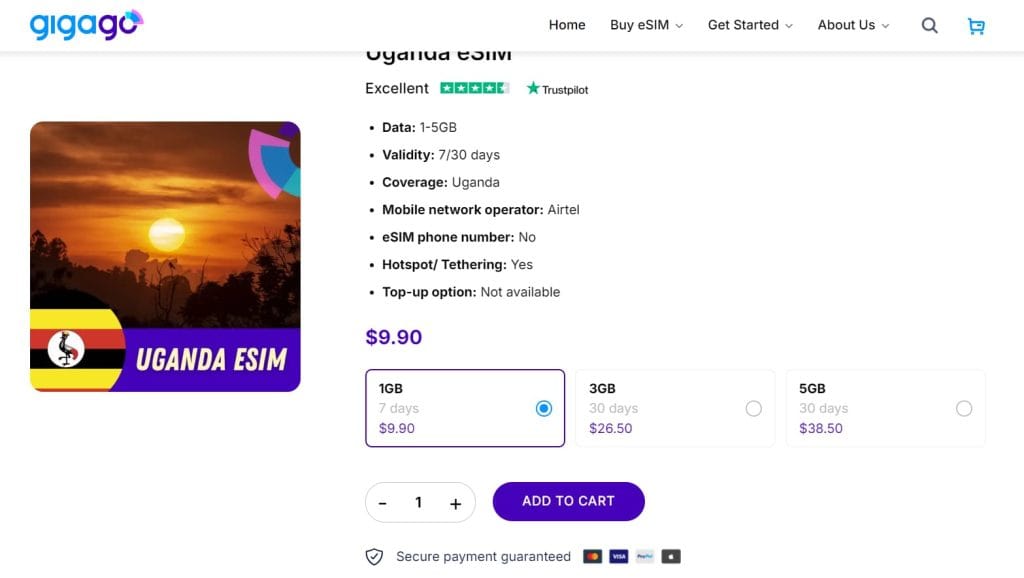 Uganda Gigago eSIM plans