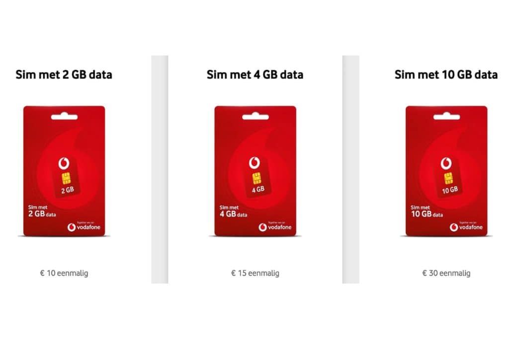 vodafone sim data netherlands