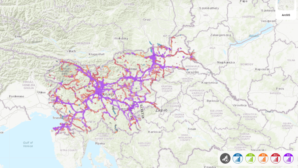 A1 Slovenia Coverage map