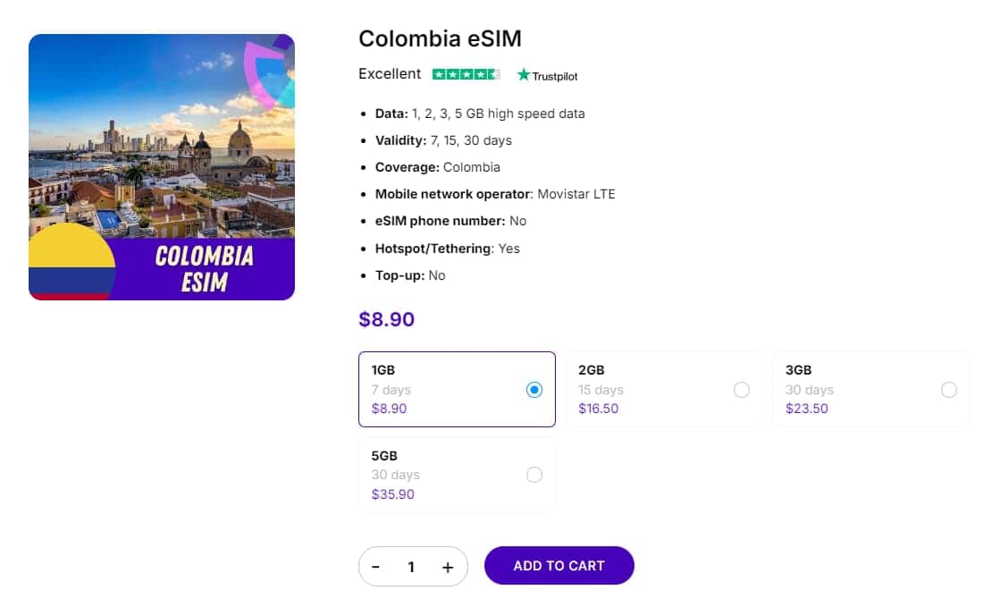 Gigago Colombia eSIM