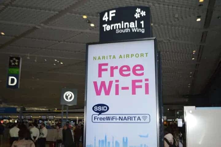 Free WiFi at Narita airport is everywhere