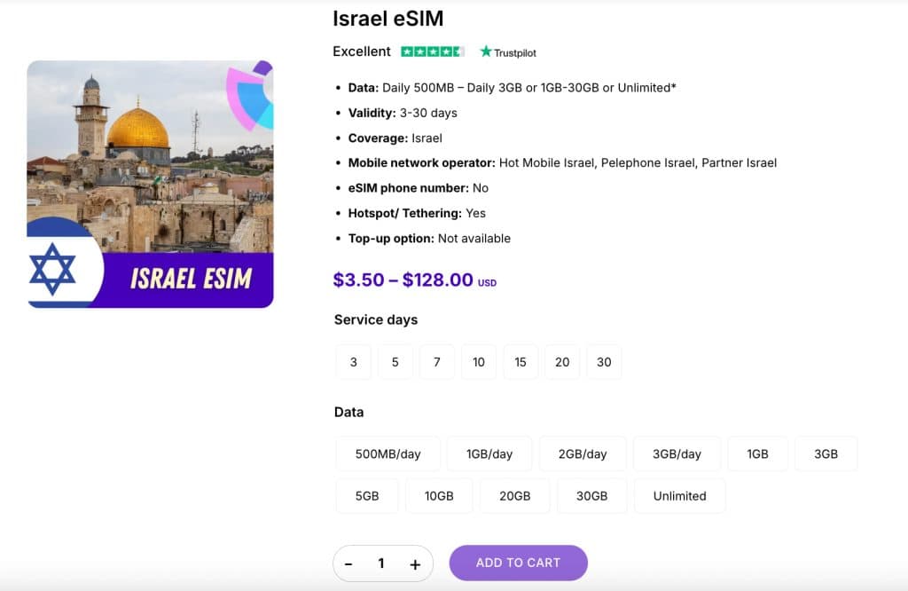 israel esim gigago