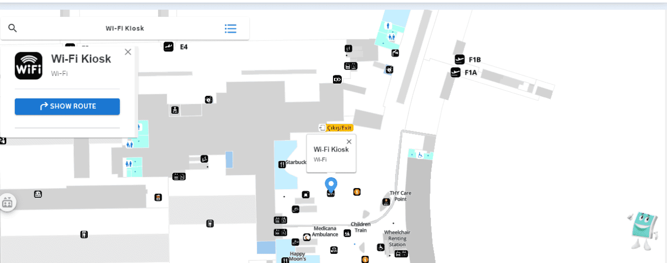 WiFi kiosks map at Istanbul airport Turkey