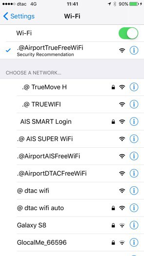 Free WiFi network at Phuket Airport