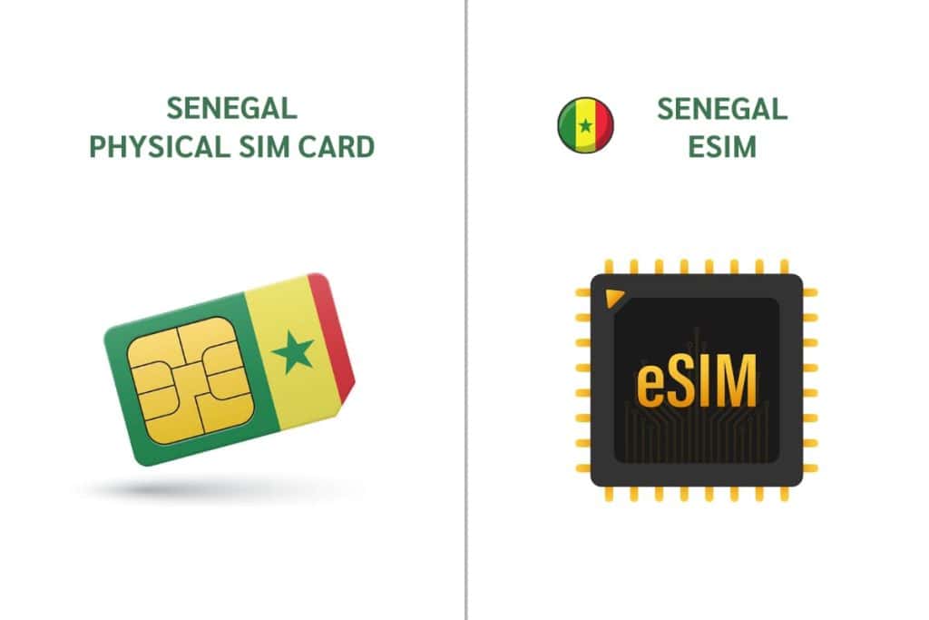 Two types of Senegal SIM cards: physical SIM and eSIM