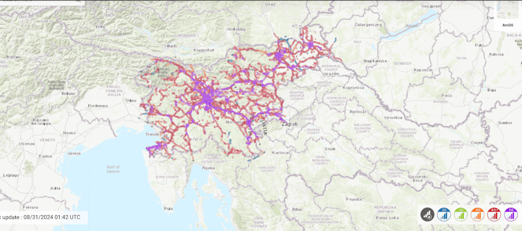 Telekom Slovenia coverage map