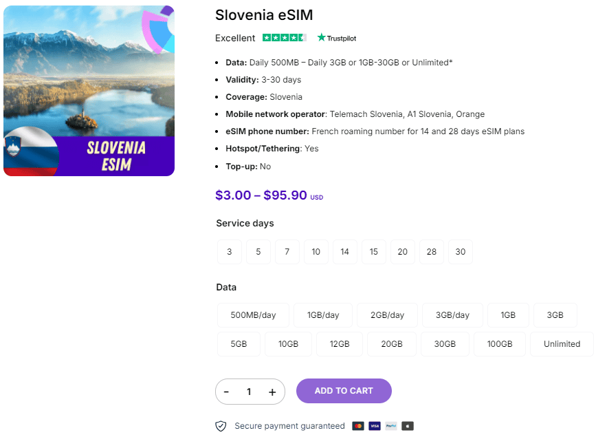 Gigago Slovenia eSIM offers tourist fast and simple activation