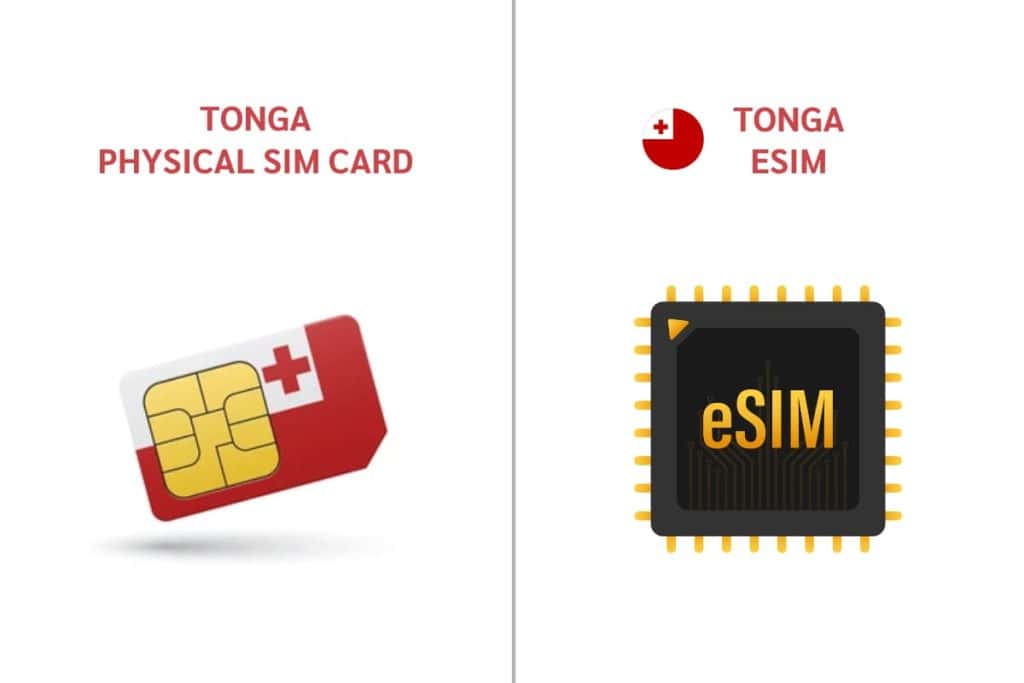 Two types of Tonga SIM cards: physical SIM and eSIM