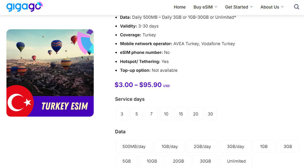 Turkey eSIM by Gigago - alternative to WiFi at Istanbul airport