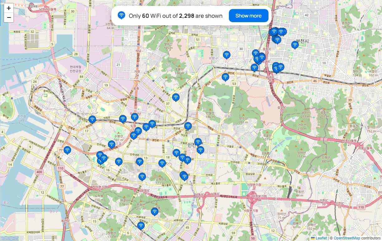 WiFi map at Incheon airport 