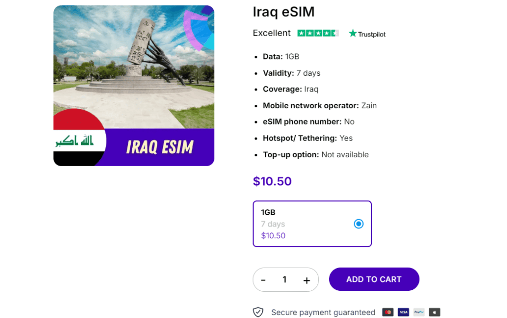 Discover the ease and convenience of using an Iraq eSIM with Gigago.