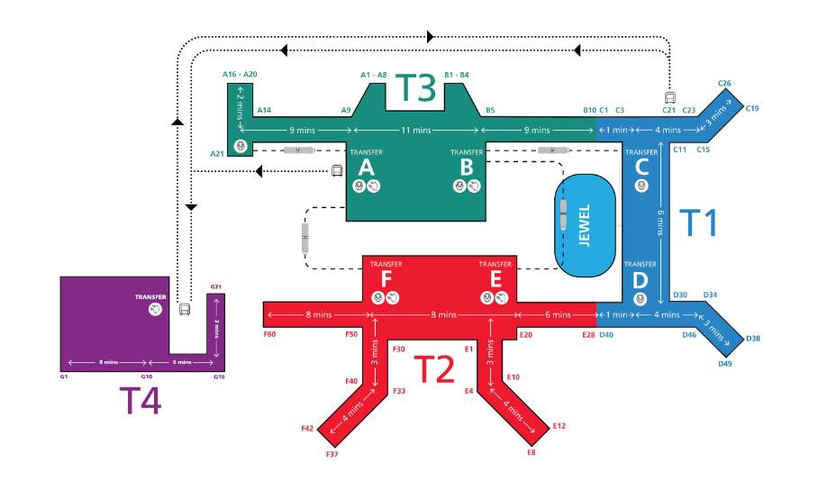 Use this Changi airport map to navigate the airport and find WiFi hotspot