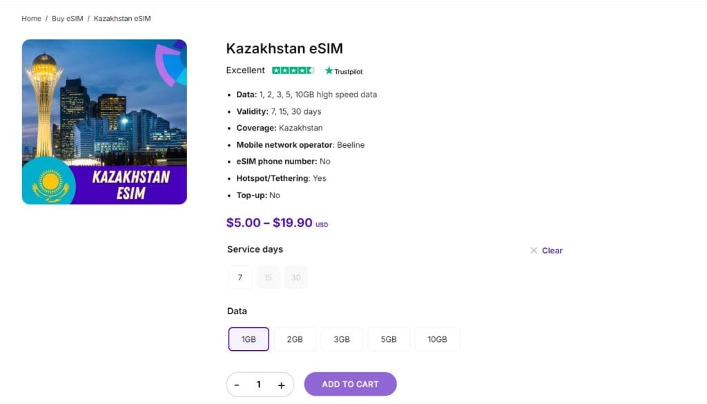 Kazakhstan eSIM plans