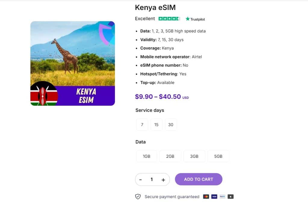 Kenya eSIM from Gigago