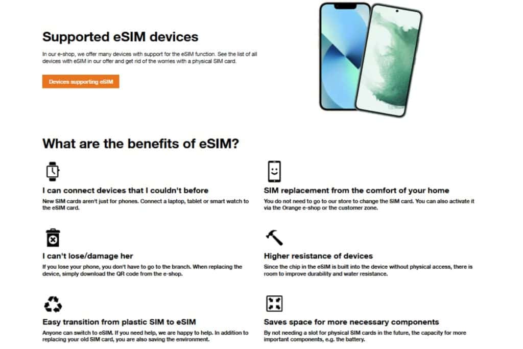 Two types of Orange Slovensko SIM card options