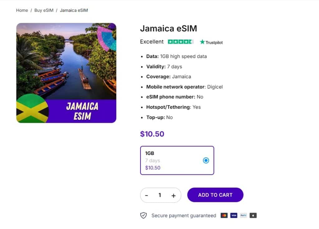 Jamaica eSIM from Gigago