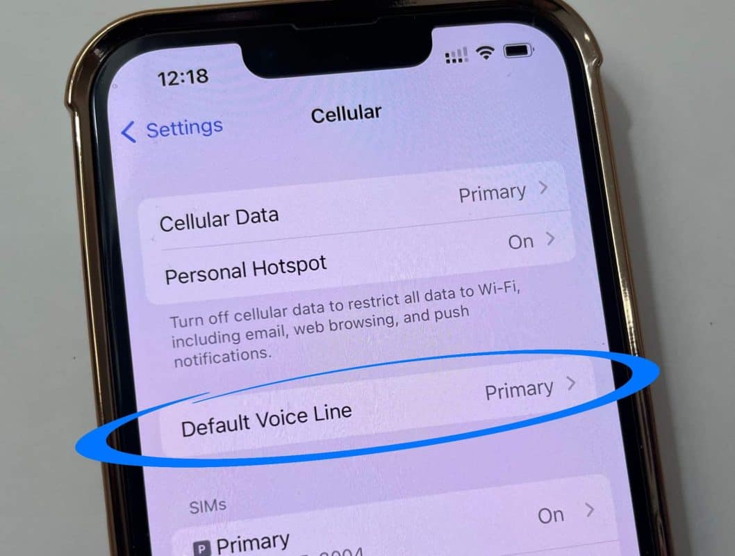 Set default line for voice calls on Primary SIM card