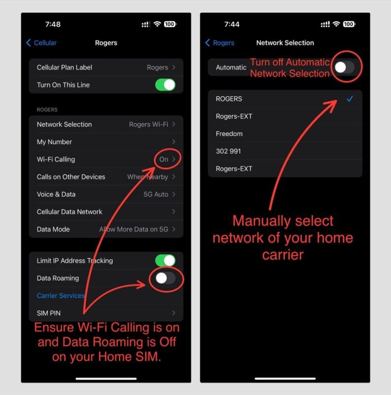 Setup eSIM WiFi calling over cellular using a travel eSIM - step 2