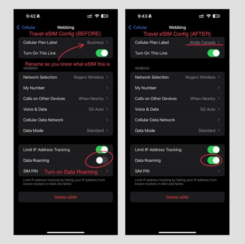 Setup eSIM WiFi calling over cellular using a travel eSIM - step 3