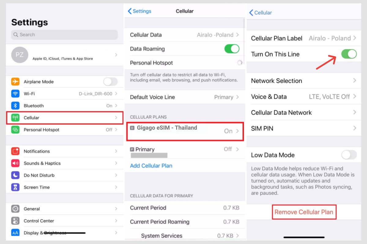 Steps to turn off esim on iPhone