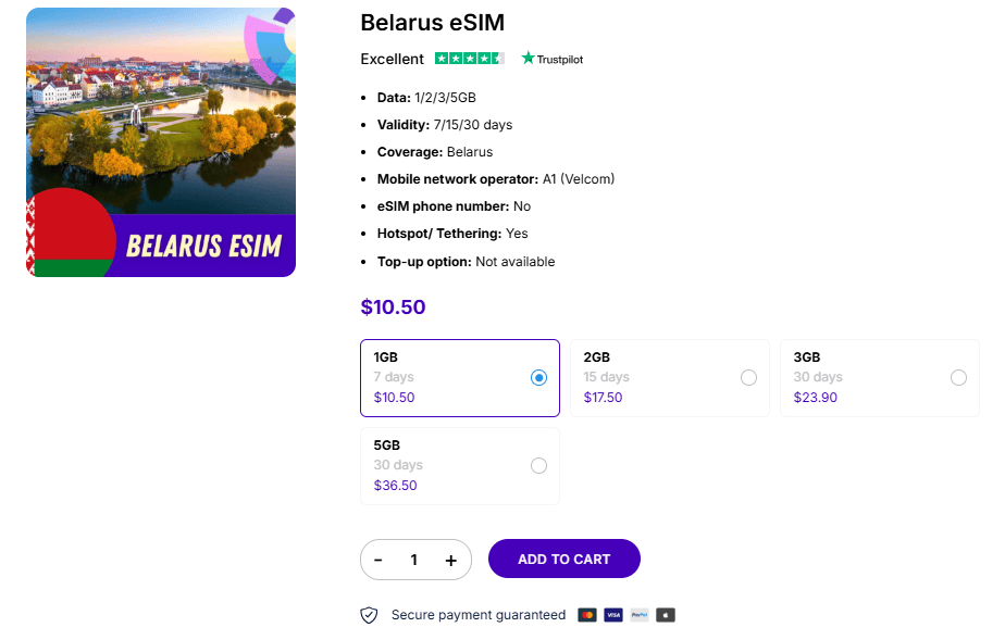 Checkout Gigago's Belarus eSIM plans and make your trip less rushed.