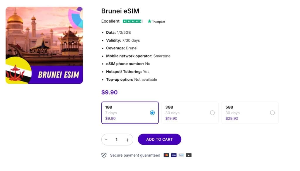 Brunei eSIM from Gigago