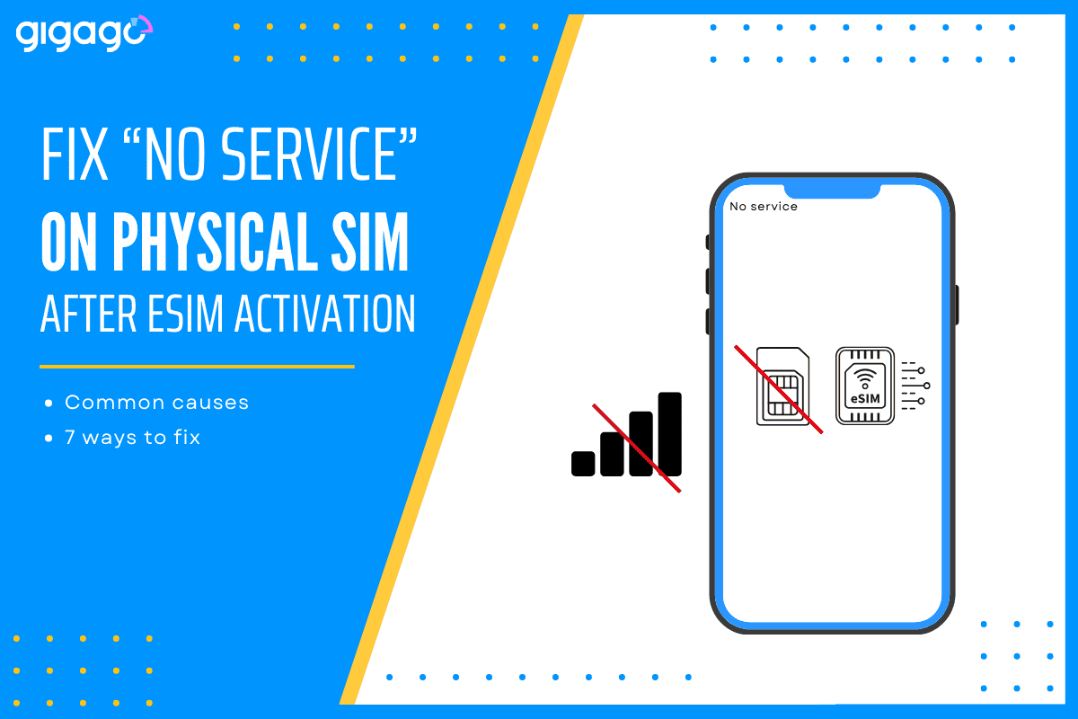 How to fix no service issue on physical sim after esim activation