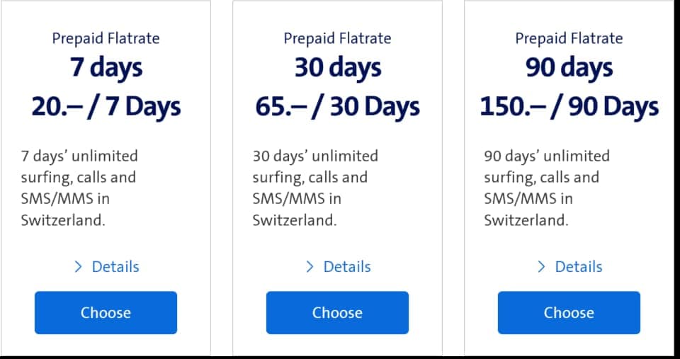 Swisscom SIM Card Packages