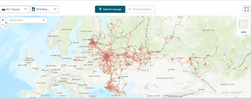 MTS coverage in Russia